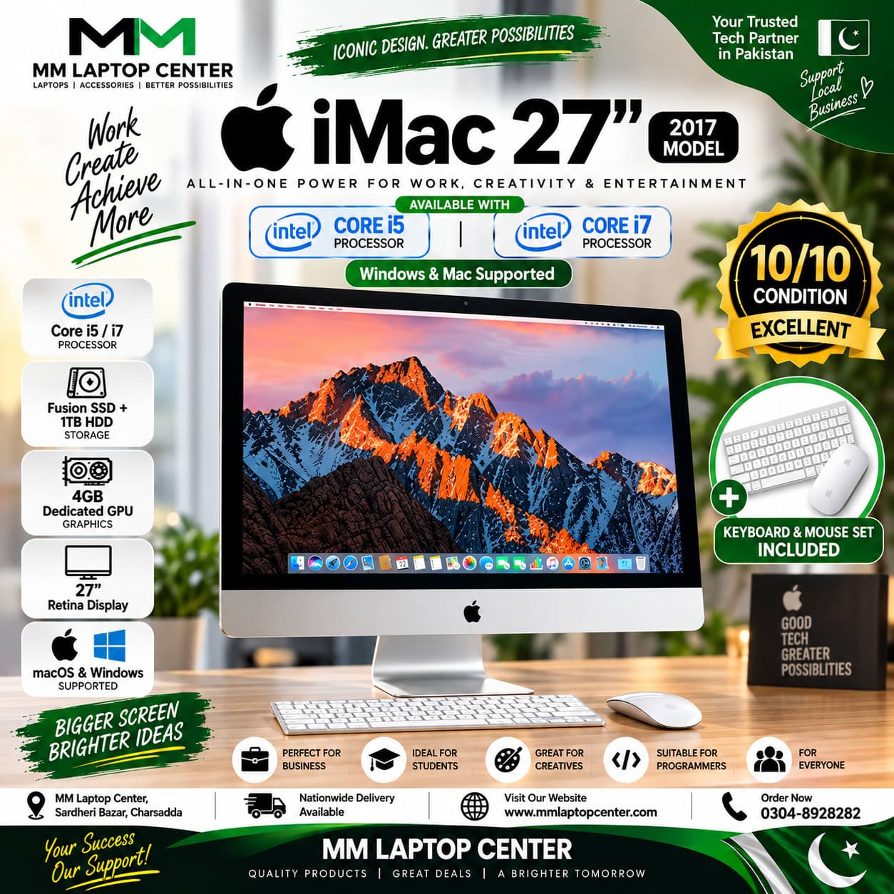 Apple Imac 27” 2017 – Core I5 | + Fusion Ssd + 1tb Hdd | 4gb Dedicated Gpu